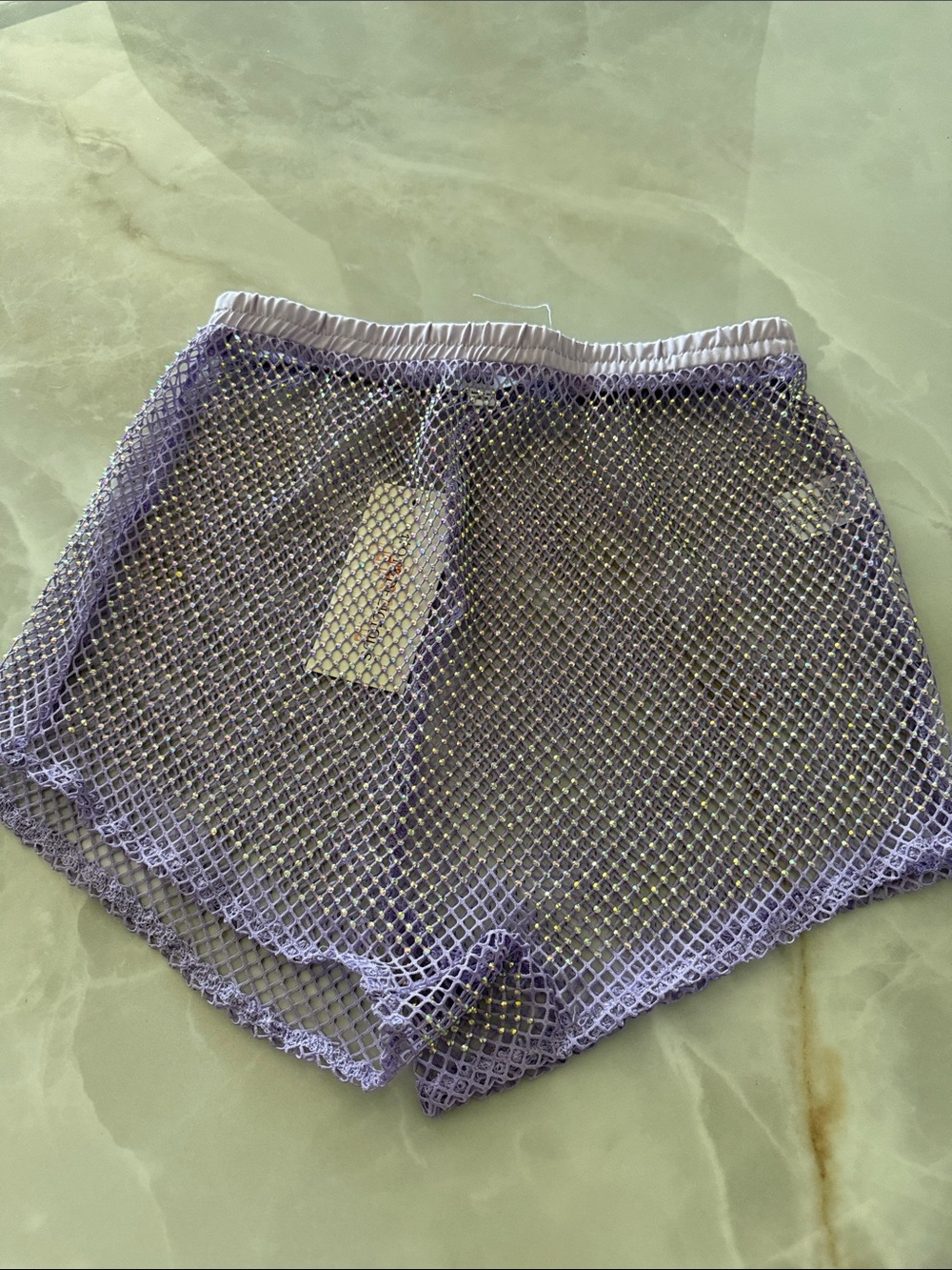 Hot & Delicious Lavender Fishnet Lounge Shorts